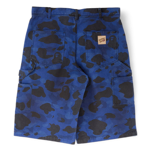 A Bathing Ape Solid 1St Camo Garment Dyed Relaxed Fit Work Shorts M (Navy)