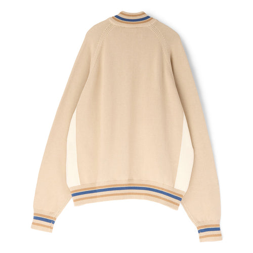 Adidem Asterisks Knit Sport Zip Up Sweater (Beige)